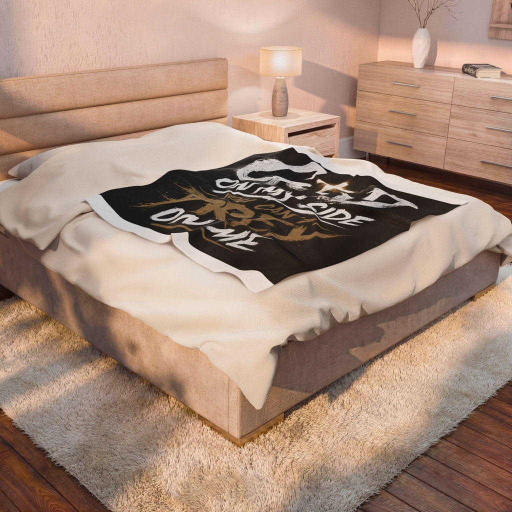 God On My Side Velveteen Plush Blanket — Inspirational Christian Throw ("You Can't Prey On Me")