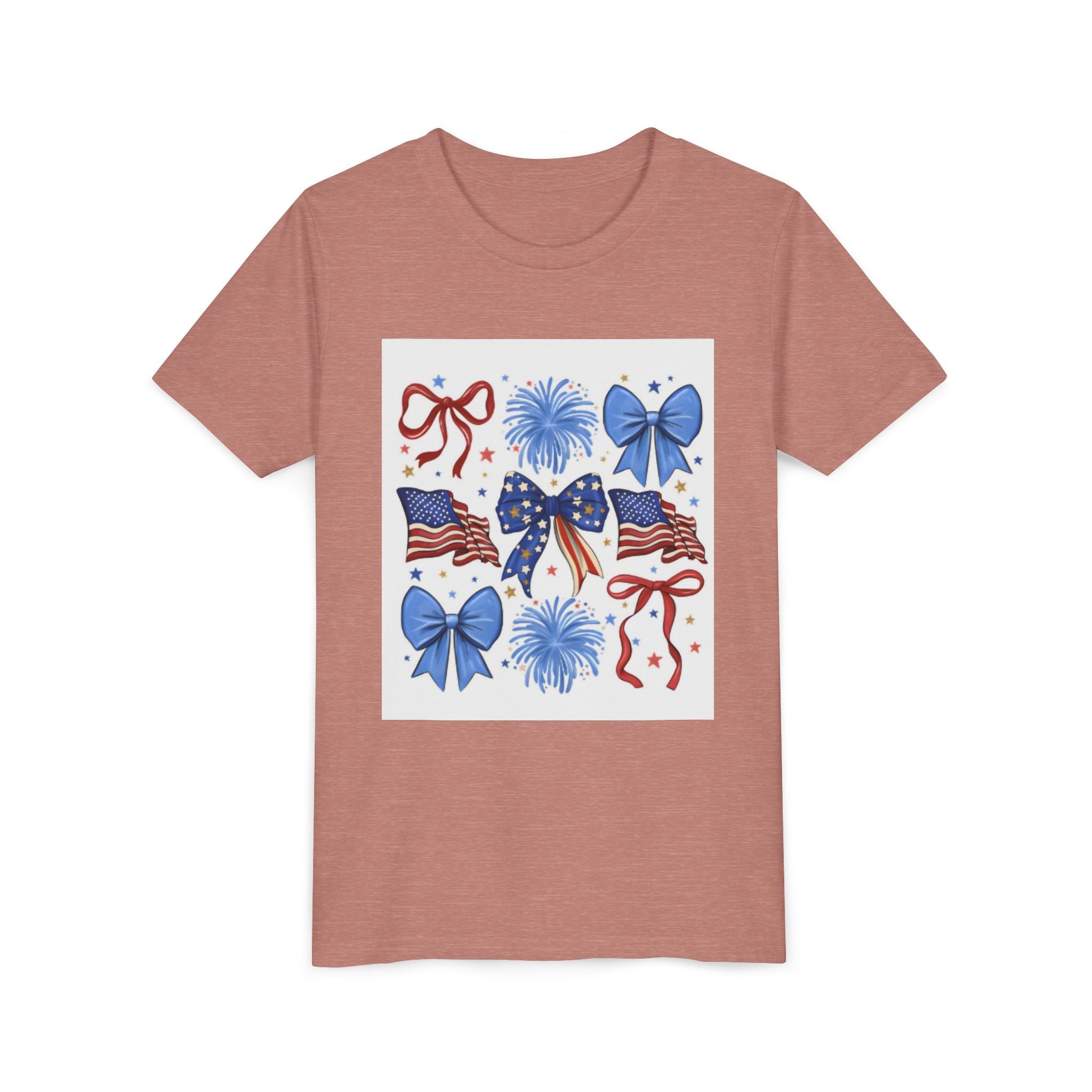 Youth Tee - Bows & Fireworks 4th of July Shirt