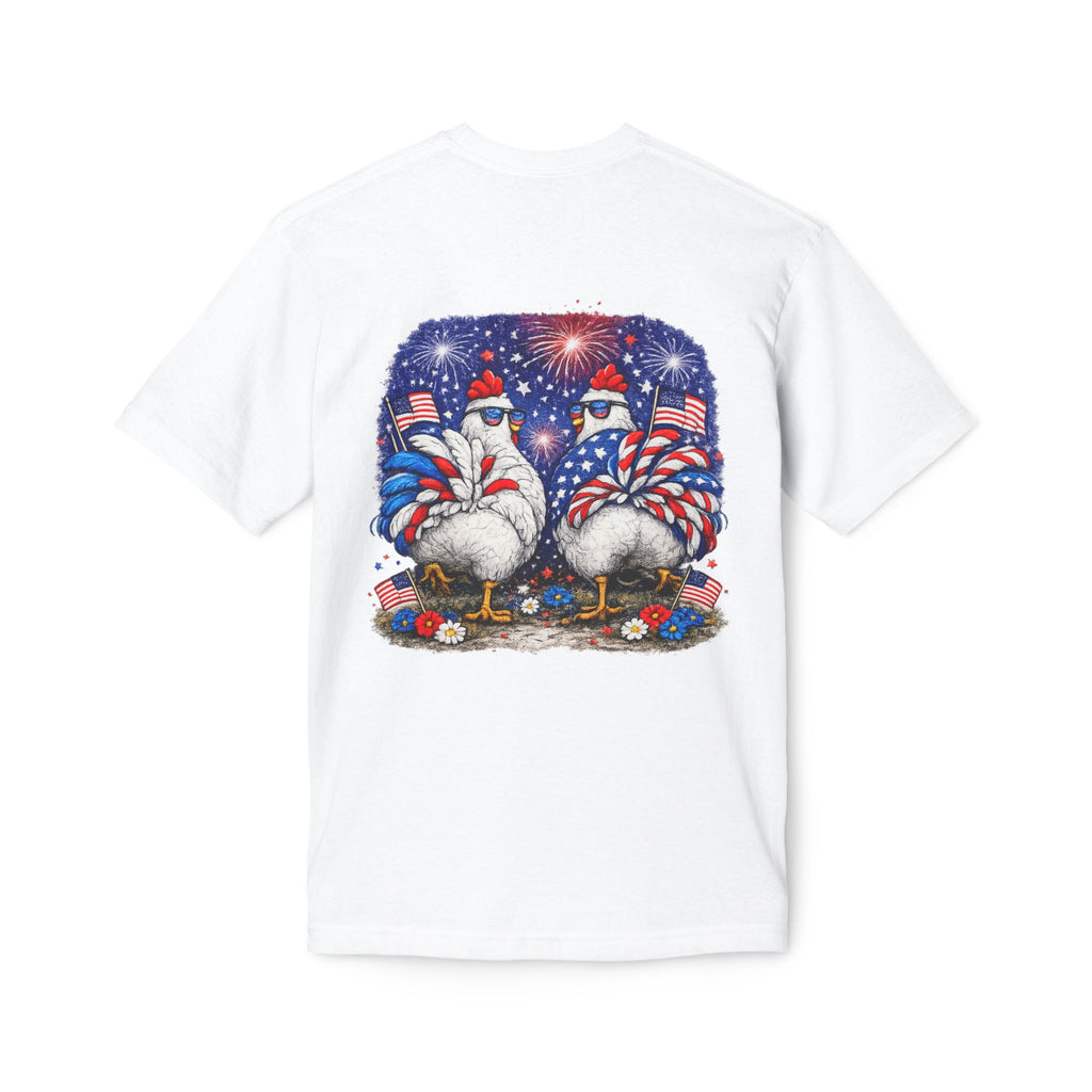 Fourth of July Patriotic Chicken T-Shirt — "Chicka Boom Boom" Fireworks Tee