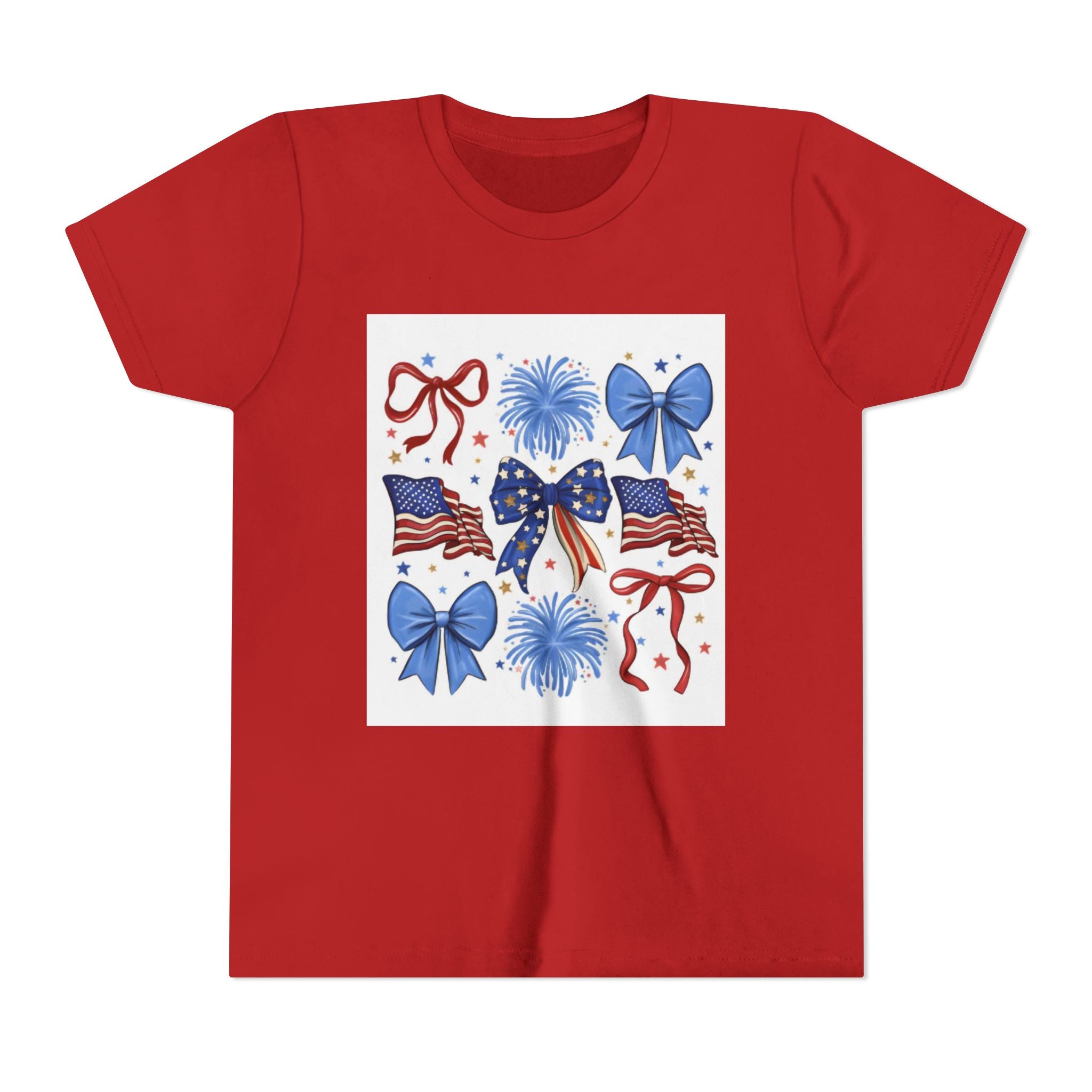 Youth Tee - Bows & Fireworks 4th of July Shirt