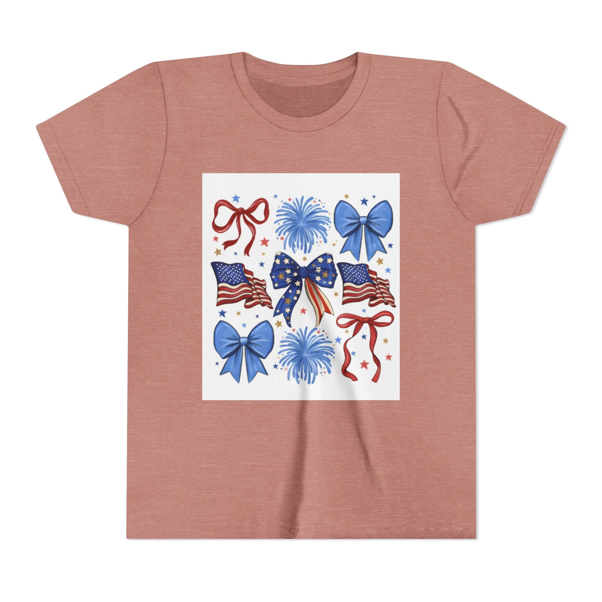 Youth Tee - Bows & Fireworks 4th of July Shirt