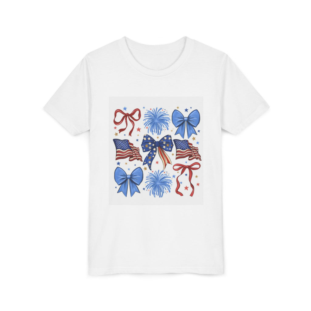 Youth Tee - Bows & Fireworks 4th of July Shirt