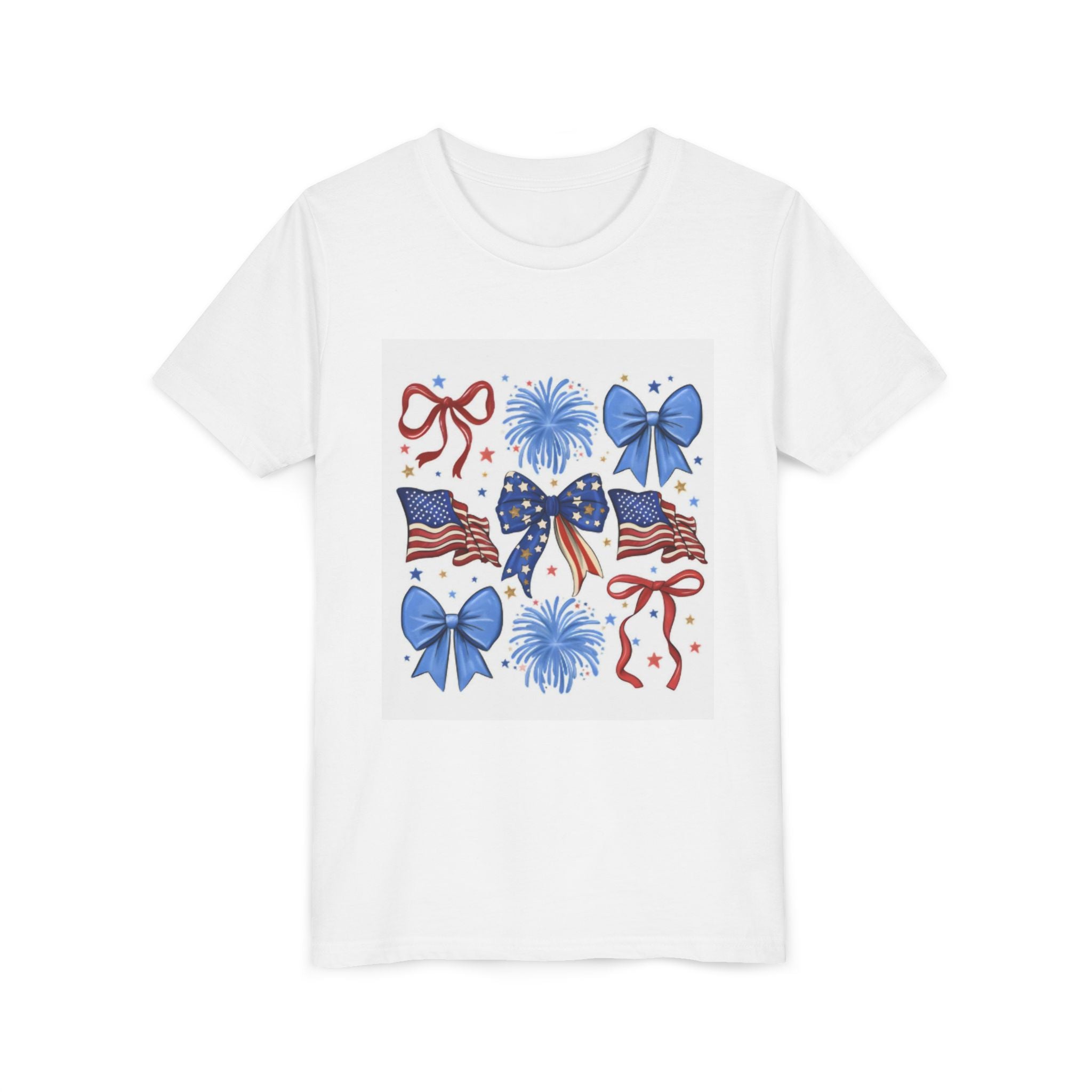 Youth Tee - Bows & Fireworks 4th of July Shirt