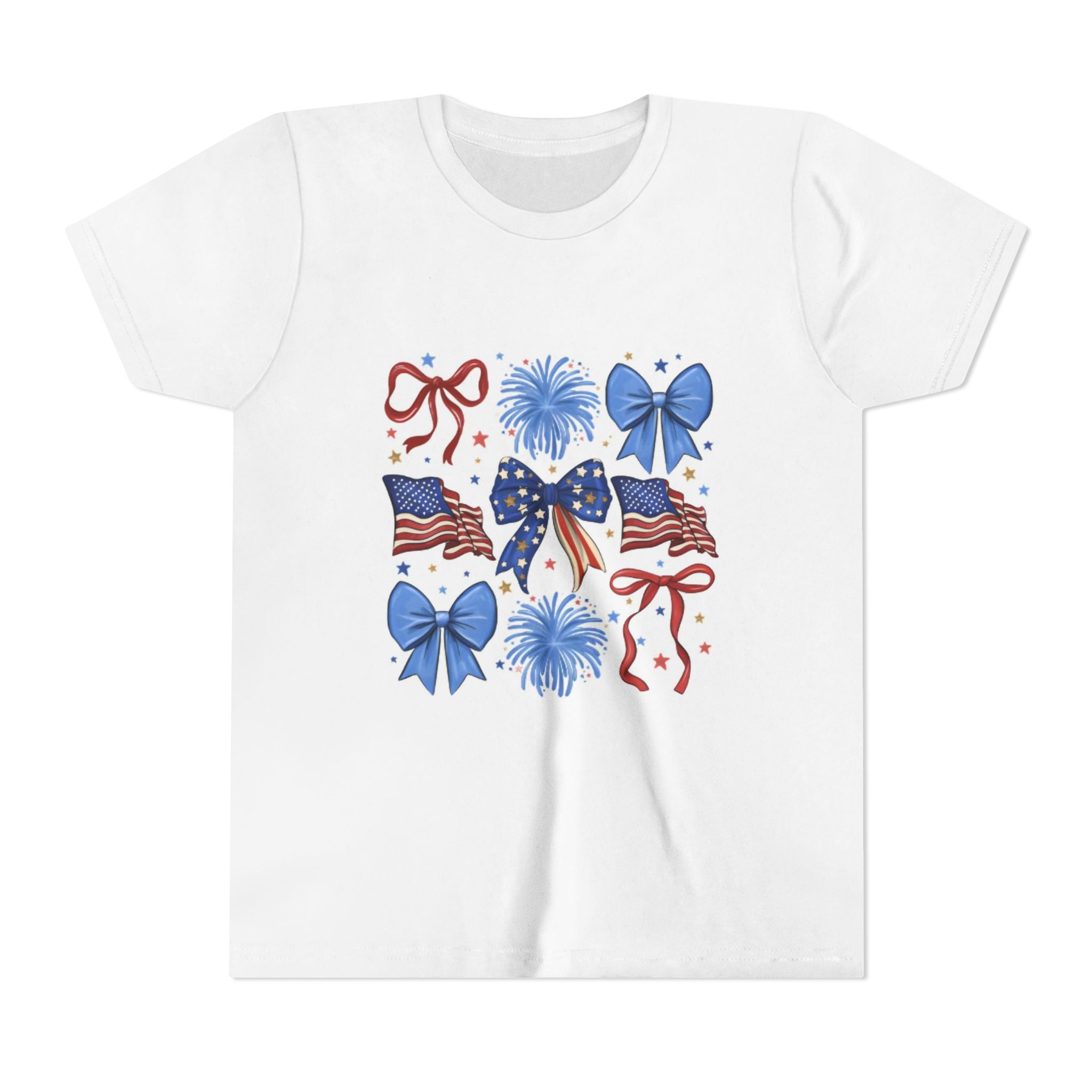 Youth Tee - Bows & Fireworks 4th of July Shirt