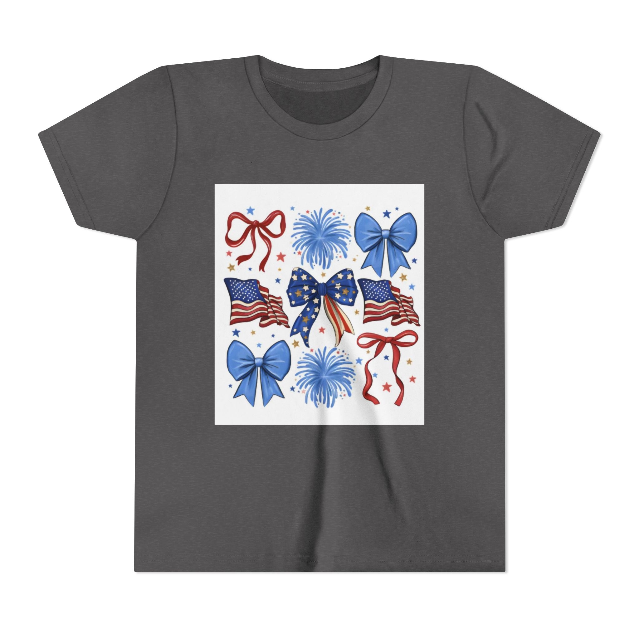 Youth Tee - Bows & Fireworks 4th of July Shirt