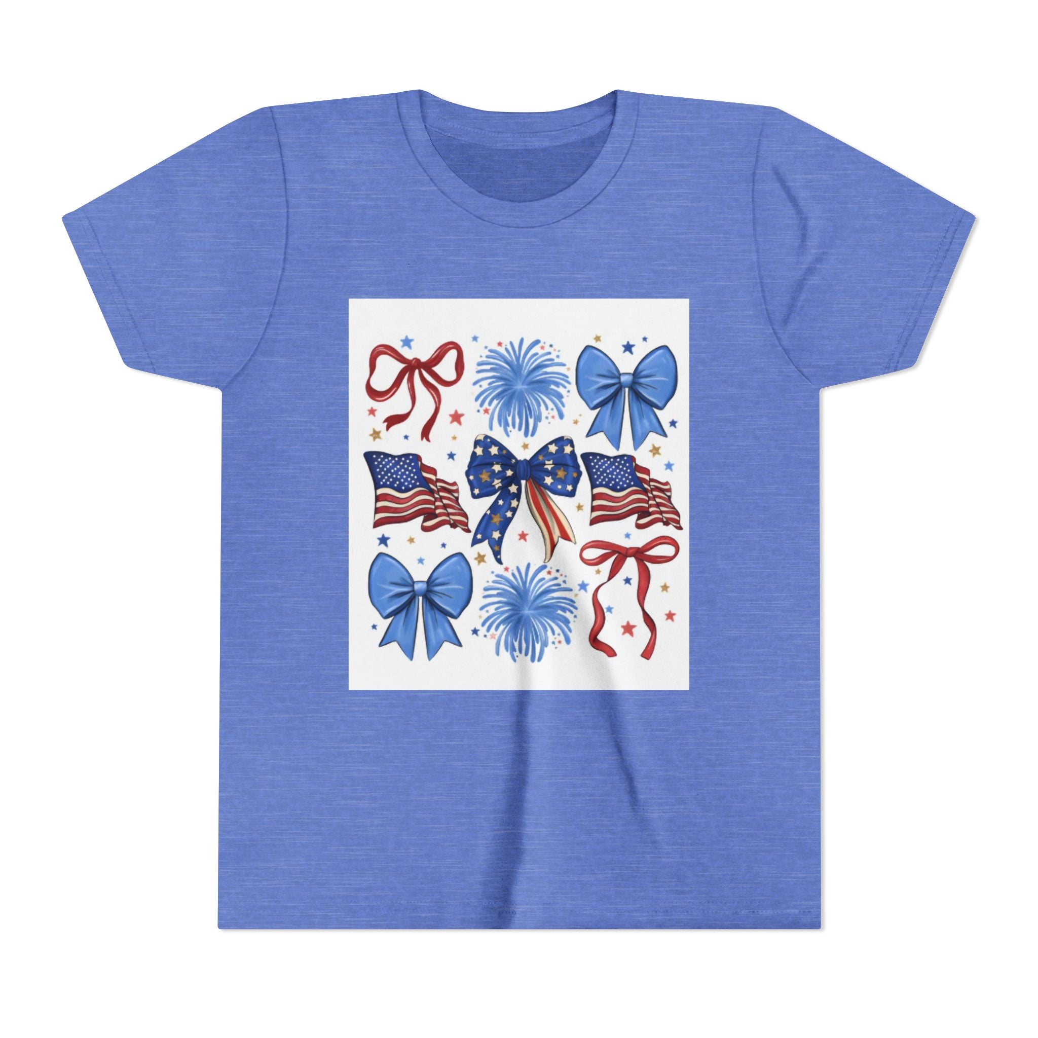 Youth Tee - Bows & Fireworks 4th of July Shirt