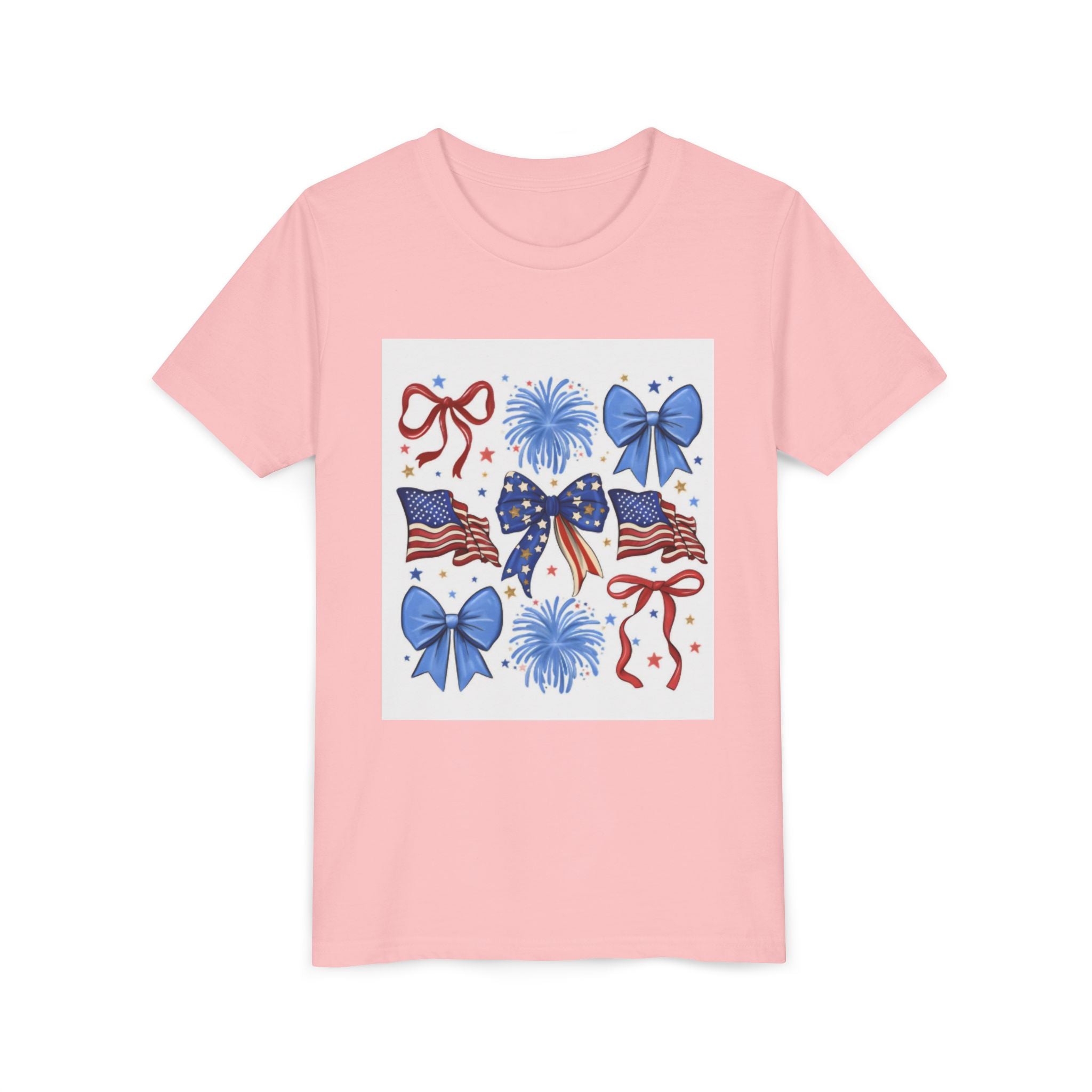 Youth Tee - Bows & Fireworks 4th of July Shirt