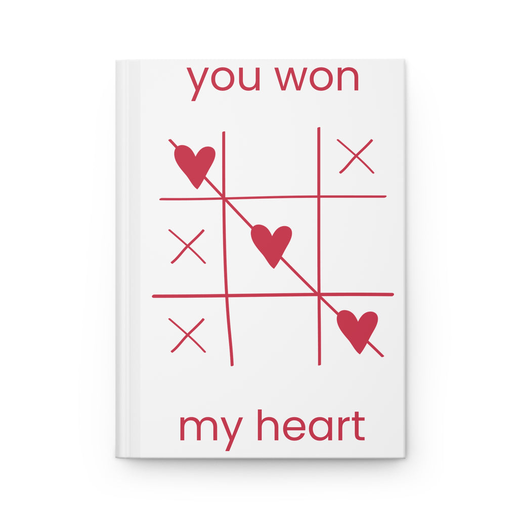 Hardcover Journal — "You Won My Heart" Valentine Tic-Tac-Toe Love Notebook