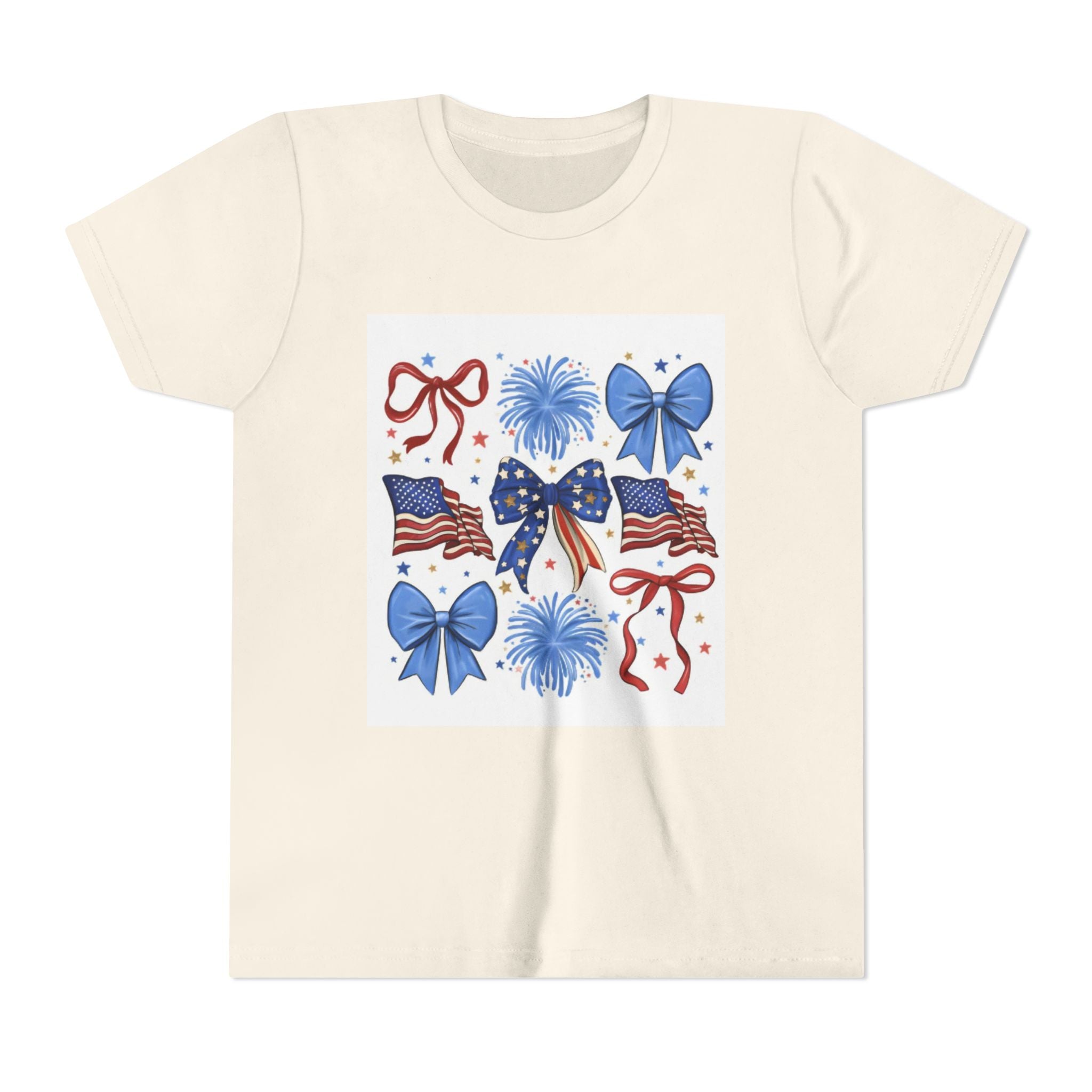 Youth Tee - Bows & Fireworks 4th of July Shirt