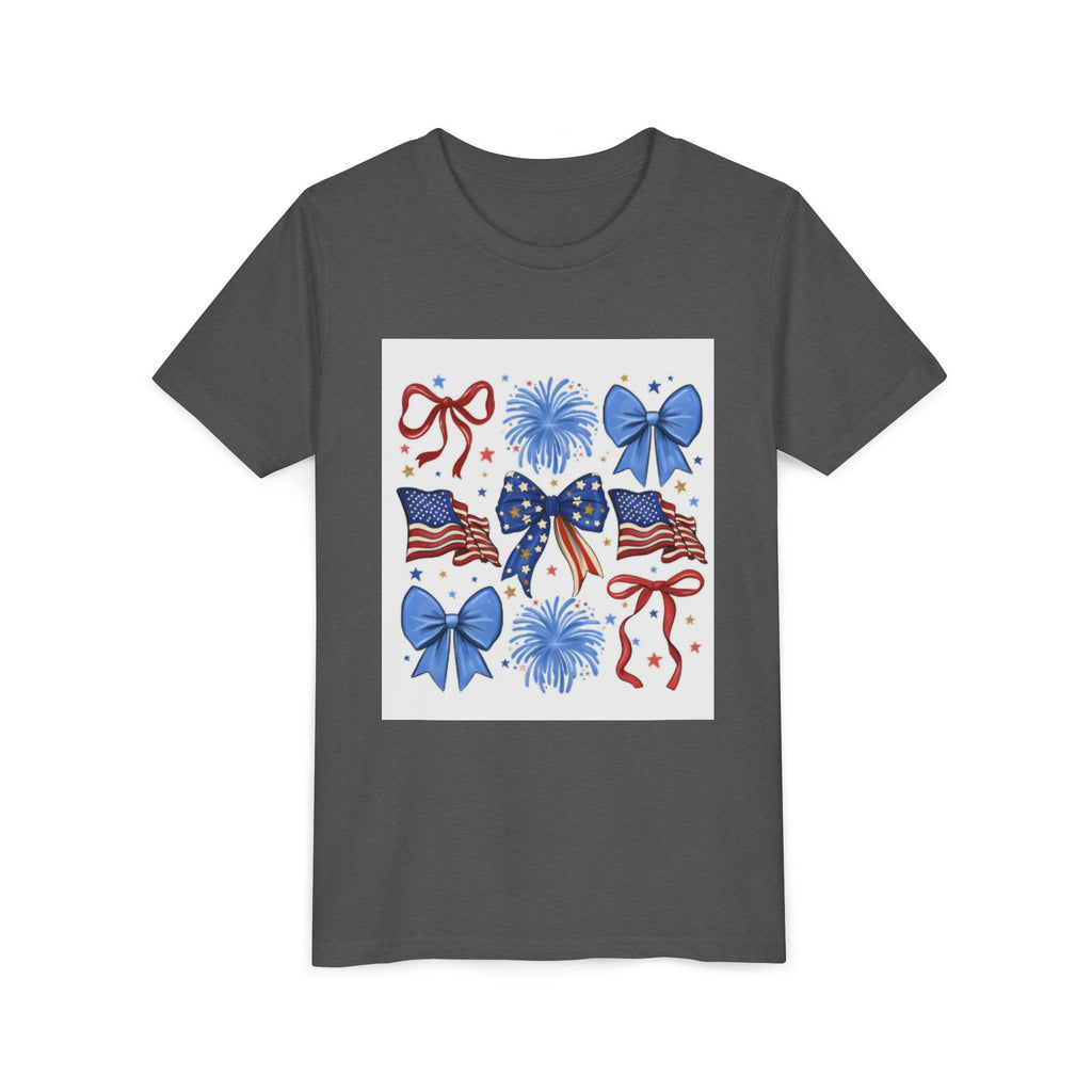 Youth Tee - Bows & Fireworks 4th of July Shirt