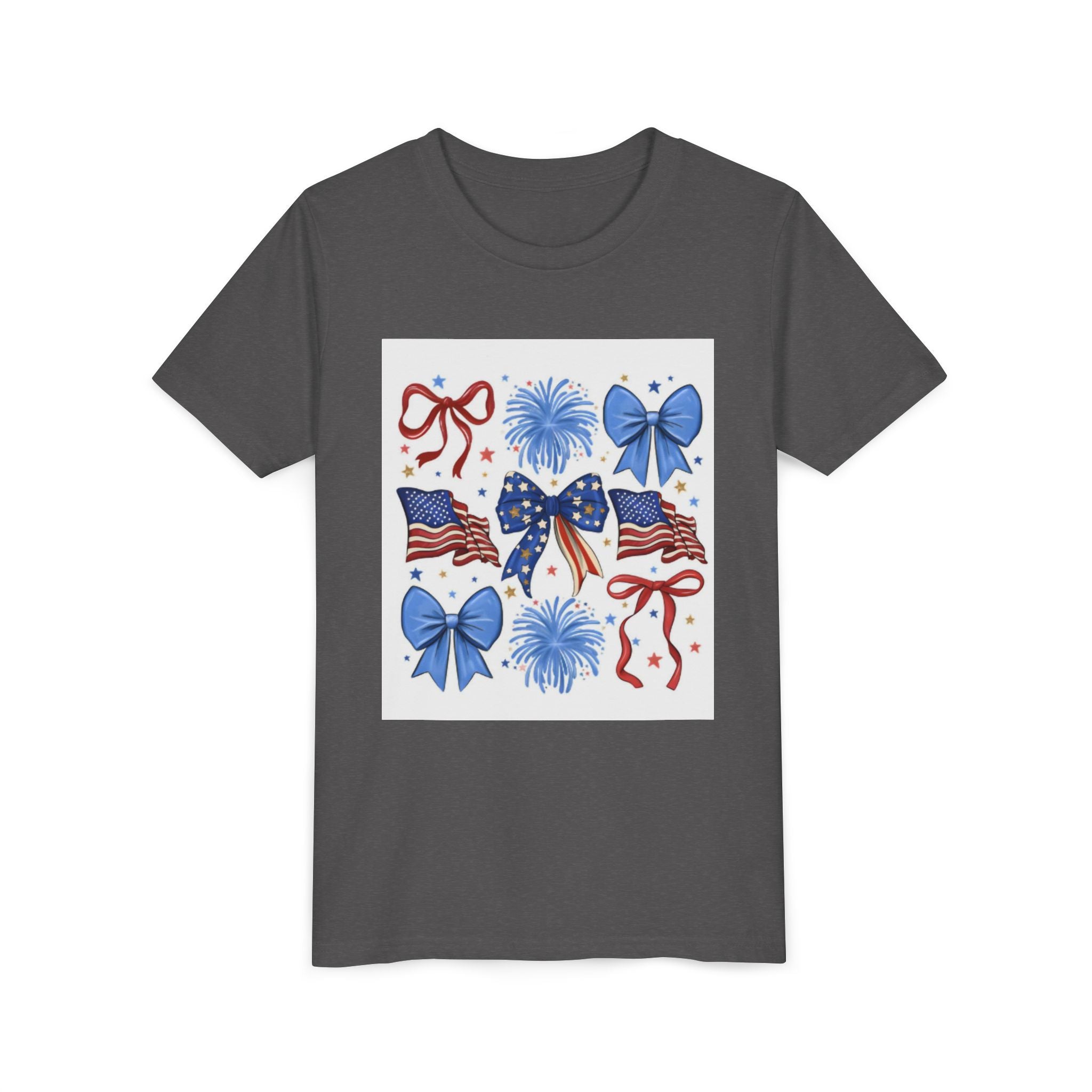 Youth Tee - Bows & Fireworks 4th of July Shirt