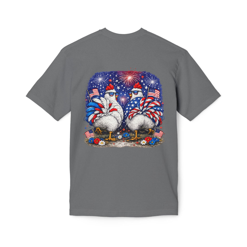Fourth of July Patriotic Chicken T-Shirt — "Chicka Boom Boom" Fireworks Tee