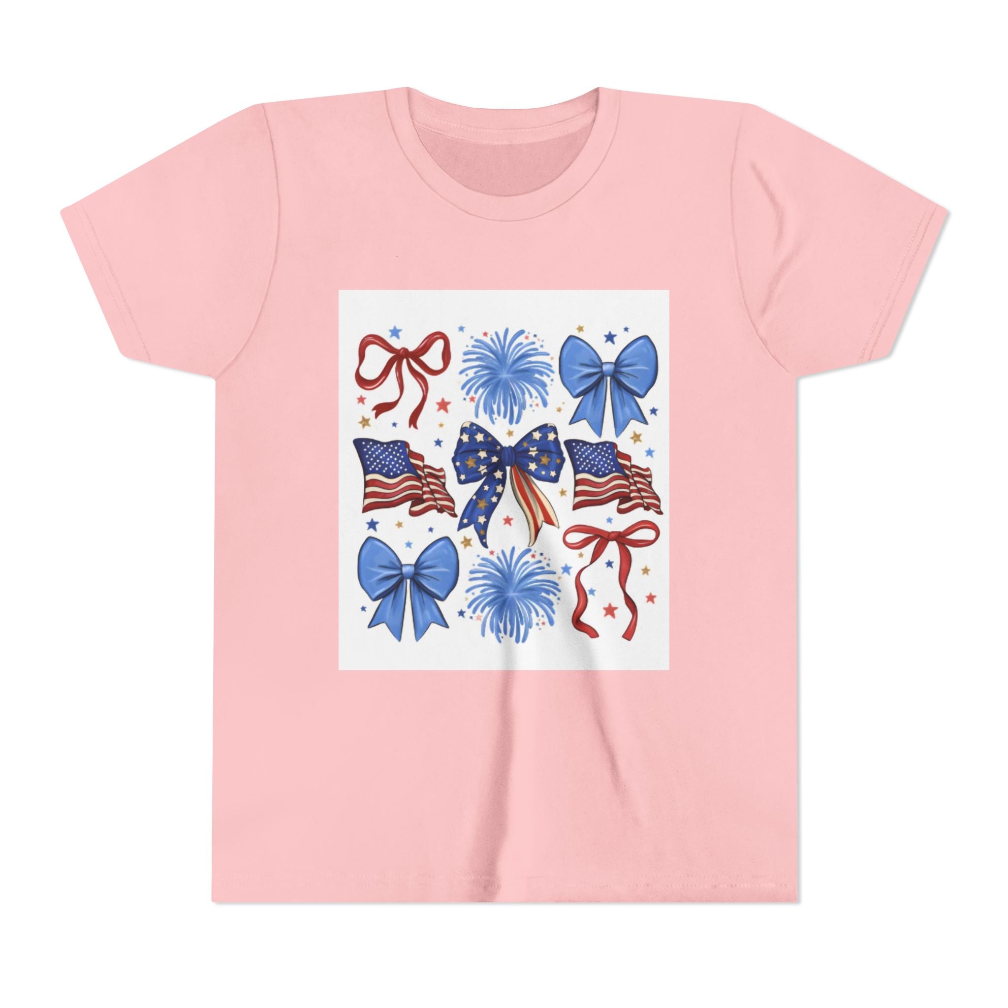 Youth Tee - Bows & Fireworks 4th of July Shirt