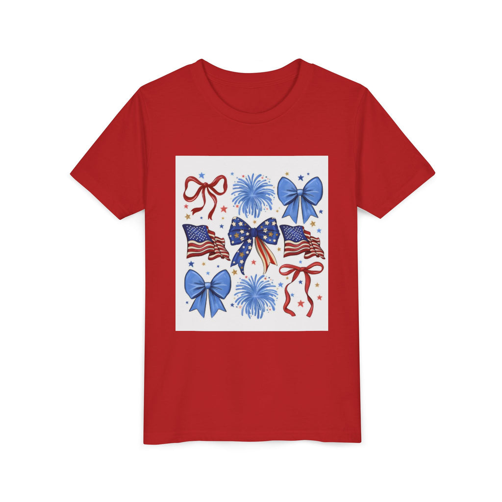 Youth Tee - Bows & Fireworks 4th of July Shirt