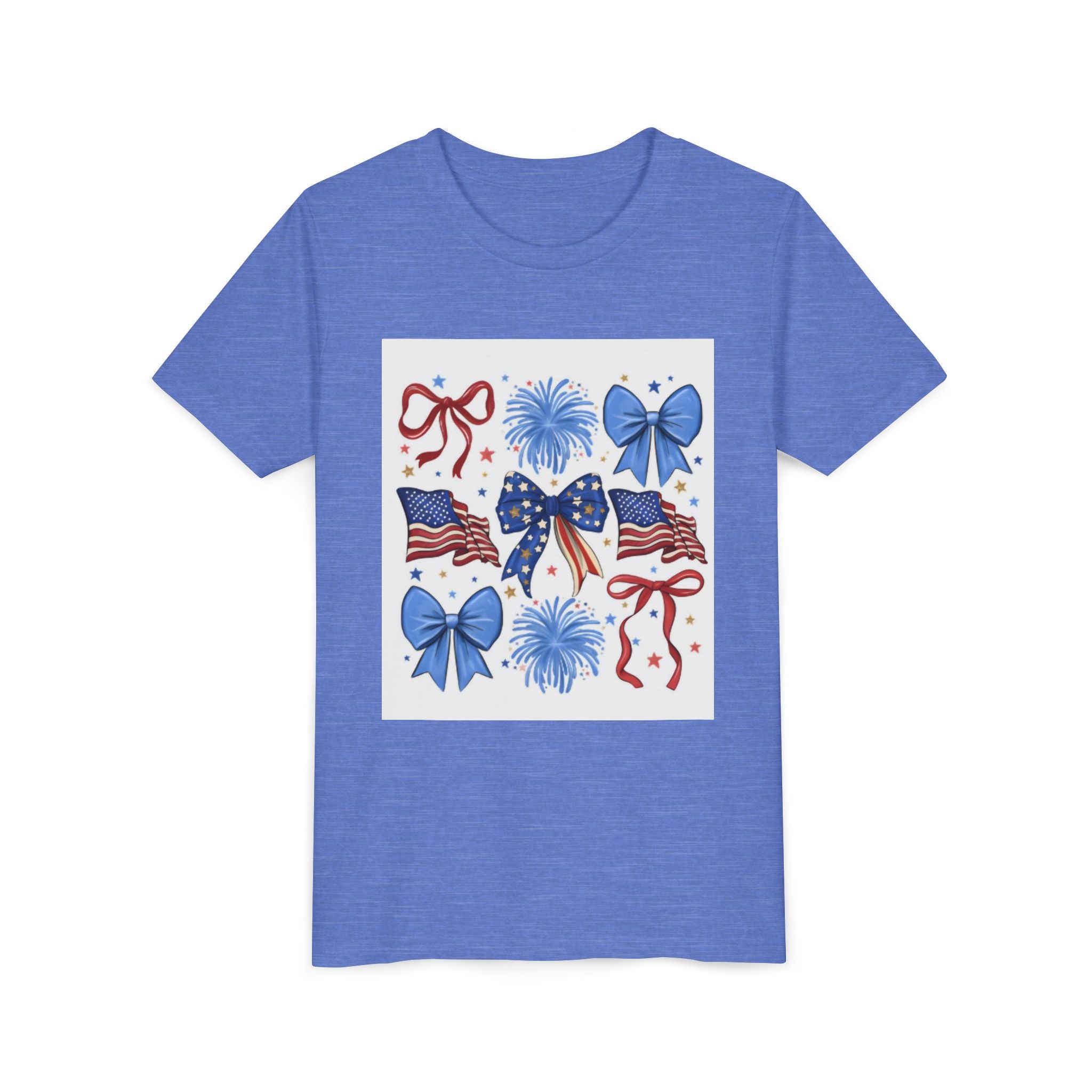 Youth Tee - Bows & Fireworks 4th of July Shirt